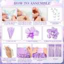 Purple Birthday Decorations for Women Girls, Lavender Silver Metallic Balloons Glitter Sash Fringe Curtain Butterfly Decor Cake Topper Happy Birthday Banner Butterfly Party Decorations Lavender Bday