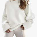ANRABESS Women's Oversized Crewneck Long Sleeve Fuzzy Knit Casual Chunky Warm 2025 Fall Pullover Sweaters Top Trendy Outfits S