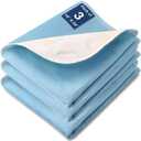Washable Waterproof Underpads, 24" x 18" (3 Pack) Reusable Incontinence Pads for Chair, Bassinet, Crib, Car Seat, Sofa, Wheelchair, Small Size (Dark Blue)