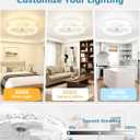 VOLISUN Low Profile Ceiling Fan with Lights and Remote, 24in Modern Ceiling Fans Flush Mount, 3000K-6500K Dimmable Bladeless LED Fan Light, White Fandelier Ceiling Fans with Lights for Bedroom
