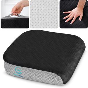 Large Seat Cushion (19 x 17 x 3) Memory Foam for Office Chair, Wheelchair Cushions, Floor Pillow | Cushion Back Pain Coccyx Pain Relief | Plush Velvet Cover with Carry Handle