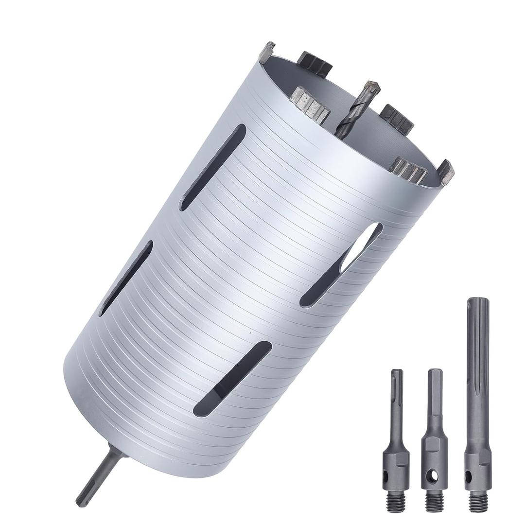 5-1/2 inch Diamond Dry Core Drill Bit, 10" Drilling Depth, 5/8"-11 Thread Core Drill Bit for Concrete Masonry Brick Block, Includes 3 Adapters SDS Plus, SDS Max and Hex (5-1/2 inch)