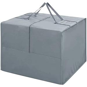 Outdoor Cushion Storage Bag Square Cushion Storage Bags Water Resistant All Weather Protection with Zipper and Handle Garden Furniture Cushion Carrying Bags-81x81x61cm/32"L x 32" W x 24" H (Grey)