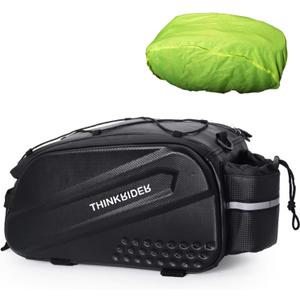 ThinkRider Bike Bags for Bicycle Rear rack 14L Hard Shell Waterproof Bike Ebike Trunk Pannier Saddle Seat Bag Carrier with Reflector, Rain Cover & Shoulder Strap for Commuter Travel Outdoor