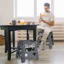 Delxo Folding Step Stool 13 inch Height Heavy Duty Foldable Step Stools for Adults and Kids,Kitchen Small Collapsible Fold Up Stepping Stool 1 Pack in Grey Dotted Texture