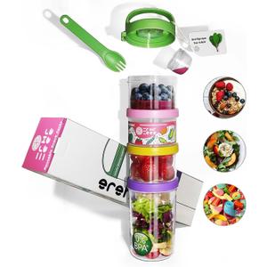 Portable & Airtight Food Storage Containers | 4-Piece Stackable Jars with Twist-Lock Lids | 60 oz Leak-Proof BPA-Free Jars for Snacks, Formula & Powder