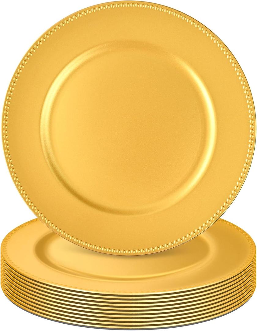 10Pcs Gold Charger Plates Bulk Wedding - 13" Premium Gold Chargers for Dinner Plates, Decorative Charger Plates for Events & Parties
