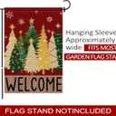 3 x Merry Christmas Garden Flag, Christmas Trees Yard Flag 12x18 Double Sided Red Outdoor Decorations, Winter Trees Holiday Decor Welcome Burlap Garden Flag Rustic Outdoor Farmhouse Xmas for Porch Yard