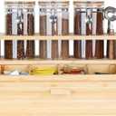 KKC HOME ACCENTS Coffee Tea Bar Station Organizer with Airtight Glass Canisters for Countertop,Bamboo Coffee Bar Organization with Sealed Containers for Coffee Beans and Pods,Loose Tea,Tea Bag,Style A