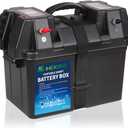 12V Battery Box Outdoor Portable Multifunction Battery Tray Cases for Marine Boat RV Camping Travel Lead acid AGM Lithium LiFePO4 Battery Plastic Boxes(Battery not Include)