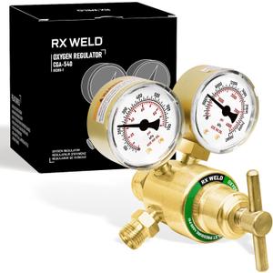 RX WELD Oxygen Regulator Welding Gas Gauges CGA 540 Inlet Oxy for V-Style Torch Cutting Kit, T-Handle RX WELD Oxygen Regulator Welding Gas Gauges CGA 540 Inlet Oxy for V-Style Torch Cutting Kit, T-Handle