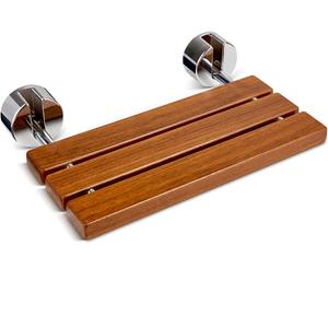 OasisSpace 20" Teak Folding Shower Seat Bench, Medical Wall Mounted Fold Down Shower Seat, 400 lbs Capacity, Teak Shower Bench for Inside Shower Foldable Bathroom Stool Seating Chair