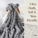 OMERAI Faux Fur Throw Blanket for Couch, Soft Fleece Blanket Twin, Thick and Warm Bubble Fuzzy Throw Blankets for Bed, Cozy Plush Reversible Blanket,Twin Size, 60x80 (Grey)