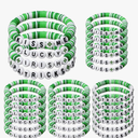 24 Pcs St. Patrick's Day Bracelet for Women Clay Lucky Irish Shamrock Beaded Bracelets Bulk for Party Decor Gifts