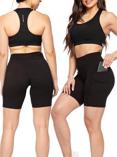 SATINA High Waisted Leggings for Women - Capri and Full Length Yoga Pants - Buttery Soft Workout Leggings with Tummy Control Medium, Black  