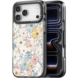 Bouvardia for iPhone 17 Pro Max Case, Cute Design for Women & Girls, Protective & Aesthetic, Gray Bumper - Floral Theme - Flowers Blossoming