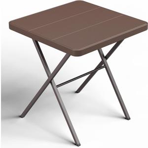 Folding Table, 27" Small Foldable Table No Assembly, Square Folding Card Table with Heavy-Duty Steel Frame, Portable Indoor Outdoor Tables for Camping, Patio, Picnic, RV, Dorm, Small Spaces, 2.25 FT