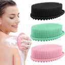 Soft Exfoliating Body Bath Shower Scrubber - Silicone Body Brush, 3 Pack for Kids and Adults with All Kinds of Skin
