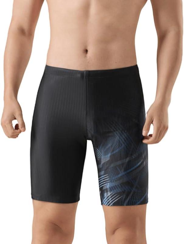 Angel season Swim Jammers for Men Quick Dry Athletic Compression Training Swimsuit Durable Chlorine Resistant Swim Short Drak Black (Black, M)