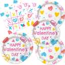 48pcs Valentine's Day Party Decoration,include 20 Dessert Plate And 20 Napkin,Party Plate Napkin Set,Used for Valentine's Day Party Supplies (Pink White)