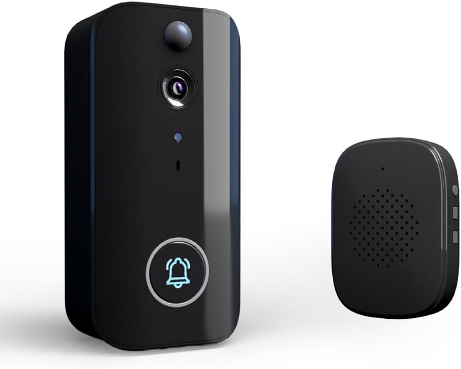 Smart Doorbell Ring Door Camera with Motion Detection WiFi Wireless Video Bell Camera Rechargeable Video Intercom Doorbell with HD Night Viewing Two-Way Audio for Villa Home Office Apartment Door Use