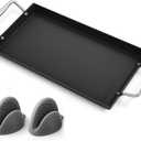 Utheer Upgraded Nonstick Cast Iron Griddle for Gas Grill, 26.7 x8.6" Double Burner Griddle Flat Top Grill Plate for Gas/Electric/Charcoal, Lightweight, Durable, Easy to Clean, for Stovetop,Camping,BBQ
