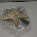 JOIEDOMI 9 inch Lighted PVC Star Christmas Tree Topper, Golden Glitter Swirl Treetop Decorations with 10 Warm White LED, Battery Powered for Home Holiday Xmas Party Indoor Decor