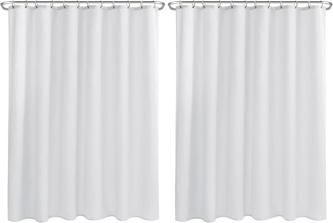 Nasitos Fabric Shower Curtain Liners 2 Pack - W72 x H72 - Washable & Water Resistant Lightweight Cloth Shower Liners for Bathroom, Soft Hotel Quality, Standard Size (White, 4 Magnets Included)