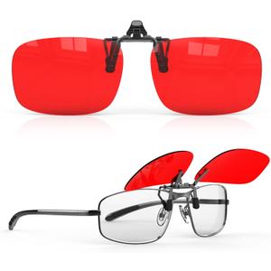 Goiteia Red Clip on Blue Light Blocking Glasses for Sleep-Block Blue & Green Light, Improve Sleep, Relieve Eye Strain and Headaches, Red Light Glasses for Screen Use