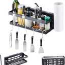 Upgraded Griddle Caddy for Blackstone,Foldable Griddle Accessories Prep Cart for 17"/36" Space Saving BBQ Grill Storage Organizer Box Paper Towel Holder J-Hooks Camper Picnic Ourdoor