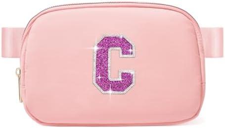 Pack of 5.   6 7 8 9 10 11 12 Year Old Girl Gifts Personalized Birthday Gifts for Her Sister Daughter Initial Crossbody Bag Fanny Pack Purse for Teen Girl Gifts Trendy Stuff Preppy Stuff (Light Pink-C)
