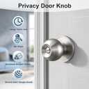 KNOBWELL Brushed Nickel Door Knob for Bedroom Bathroom, Interior Door Knobs with Round Ball Knob, Keyless Privacy Door Knob with Lock, Indoor Door Handle, 1 Pack