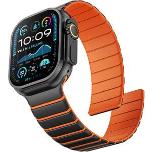 Sport Magnetic Bands Compatible with Apple Watch 49mm 46mm 45mm 44mm 42mm Men, Waterproof Silicone Strong Magnet Loop Replacement Strap for iWatch Ultra 3 2 1 Series 11 10 9 8 7 6 5 4 3 2 1 SE