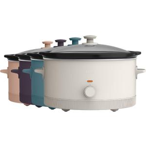 bella 6.0 Qt Manual Slow Cooker, Ceramic Nonstick Coating, 3 Temperature Settings, Dishwasher Safe Stoneware Pot and Tempered Glass Lid, Cool Touch Handles & Tangle Free Cord Wrap, Oatmilk