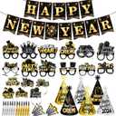 Happy New Year Party Supplies 2026, 49pcs New Years Party Favors Set Includes New Years Paper Hats, Headband, Eyeglasses, Blowouts, Banner for New Year's Eve Party