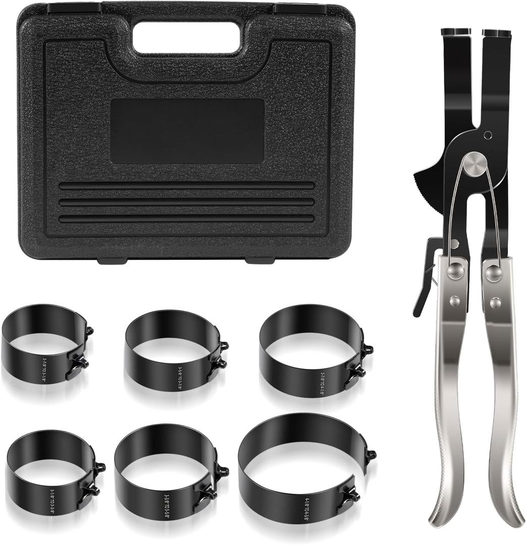 Piston Ring Compressor Tool Set 940387 Used for Car Engine, Vehicle Maintenance Clamps, Ratchet Pliers, Storage Case, Piston Size Coverage from 2-7/8" to 4-3/8"