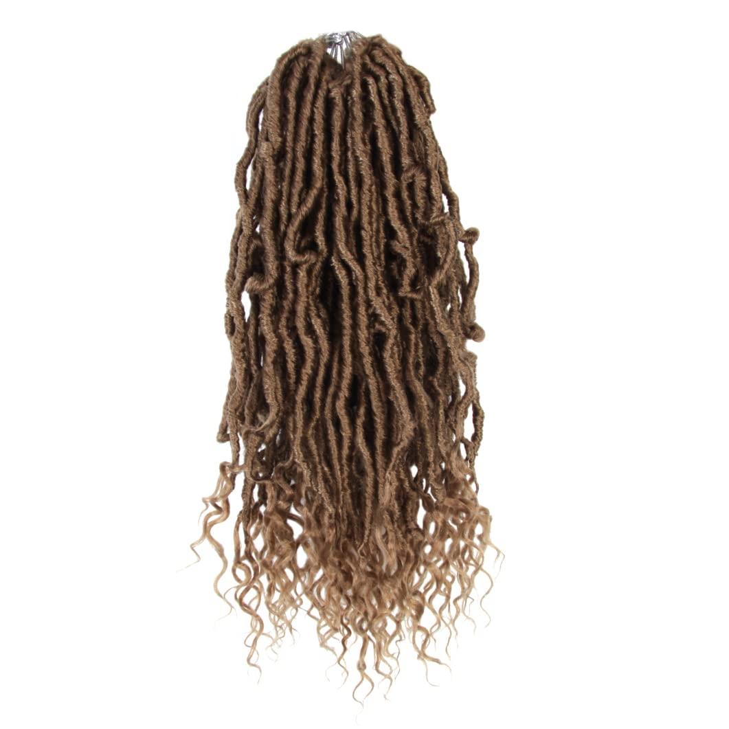 BOHOBABE Faux Locs Crochet Hair 14 Inch, Boho Soft Crochet Locs with Curly Ends, Short Bohemian Goddess Locs Crochet Braids for Black Women (6 Packs, 27#) (27#(Honey Blonde))