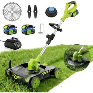 4-in-1 Electric Small Lawn Mower with Detachable Wheeled Base, 3 Position Cutting Height, Cordless Mini Push Mower Battery Powered for Garden/Yard/Farm, Gardening Gifts for Parents, Seniors, Women