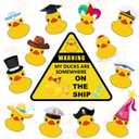 Hoteam 13 Pcs Duck Cruise Door Magnet Fun Themed Duck Cruise Door Decorations Decorative Magnetic Decorations Reusable Magnets Magnetic Stickers Decals for Fridge Carnival Car, 13 Style(Yellow)