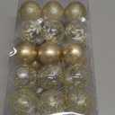 60mm/2.36 Inch Clear Christmas Ball Ornaments Set, 30ct Champagne Gold Christmas Ornaments Ball for Christmas Tree Decoration Shatterproof Transparent Baubles with Stuffed Decoration for Wedding Party