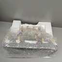 MUMTOP Christmas Village House with Flying Reindeer, Light Up Animated Town Building with Santa Sleigh for Indoor Holiday Xmas Tabletop Decor