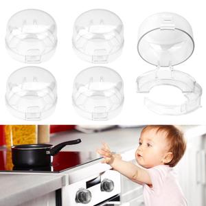 5-Pack Stove Knob Safety Covers,Upgraded Press Gas Stove Knob Locks,Durable Design Childproof Knob Locks for Babies and Pets, Sticky and Easy to Install,Transparent