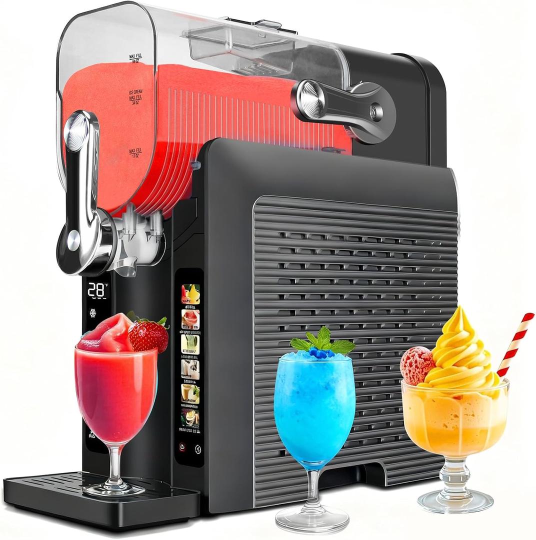 Slushie Machine for Home - 88oz Frozen Drink Maker Slushy Maker & Soft Ice Cream Maker, 6 Preset Programs| Slushie, Cocktails, Frappés, Ice Cream, Smoothies, Milkshakes (Screen Version）