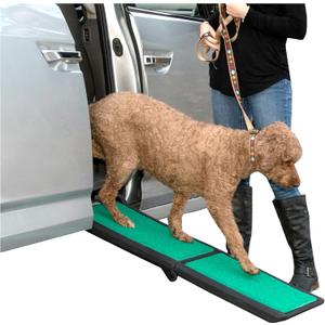 Pet Gear SupertraX Ramps for Dogs and Cats, Maximum Traction Surface, Portable/Easy-Fold (No Tools Required), Built in Handle for Travel, 5 Models, 42" L X 16" W, Supports 150 lbs, Black/Green