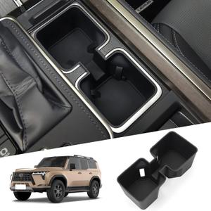 smabee Center Console Cup Holder Insert for 2024 2025 2026 Lexus GX 550 GX550 Accessories Silicone Drink Organizer Interior Black