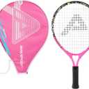 AMA SPORT Kids Tennis Racket for Junior Toddlers Starter Kit 17" for Girl Pink and Boy Yellow with 420D Nylon Shoulder Strap Bag, Graffiti Pink 17"