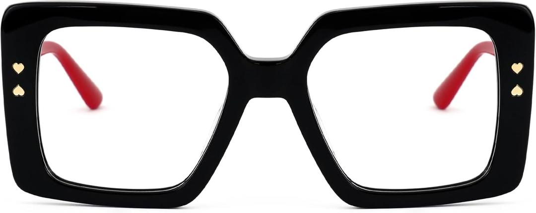 Zeelool Fashion Oversized Square Blue Light Blocking Glasses for Women Men ZJGA574067 (Black)