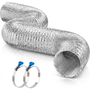 Heavy Duty Flexible Dryer Vent Duct Hose 4 inch 25FT with 2 Key Hose Clamps