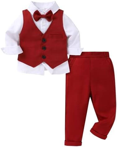 YOUNGER TREE Toddler Boy Clothes Suit Gentleman Wedding Outfits Baby Formal Dress 4-Piece Set Size 18-24 Months
