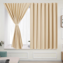 Curtains 2 Panel Sets, Light Blocking Shades for Window (Beige, 29" W x 24" L)